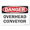 Signmission OSHA Danger Decal, Overhead Conveyor, 5in X 3.5in Decal, 10PK, 3.5" H, 5" W, Landscape, PK10 OS-DS-D-35-L-19458-10PK - alternate 1